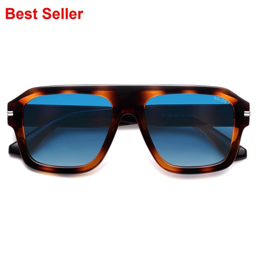 Retro Oversized Square Polarized Sunglasses, UV400 Protection, Vintage Aviator